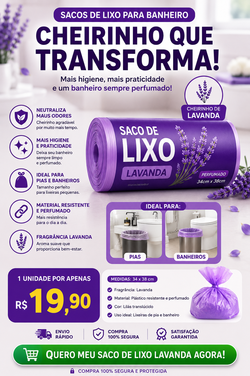 Saquinho perfumados com Cheirinho de lavanda – Oferta especial de 80% OFF 🎁